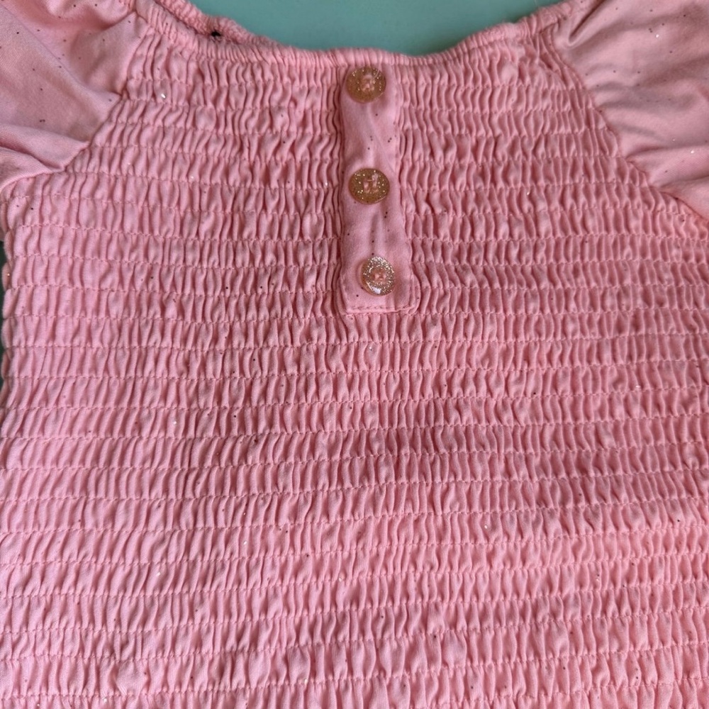 btween Pink‎ Smocked Blouse with Puff Sleeves